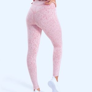 Gymshark Fleur Texture Leggings, Dusky Pink Marl, Size S